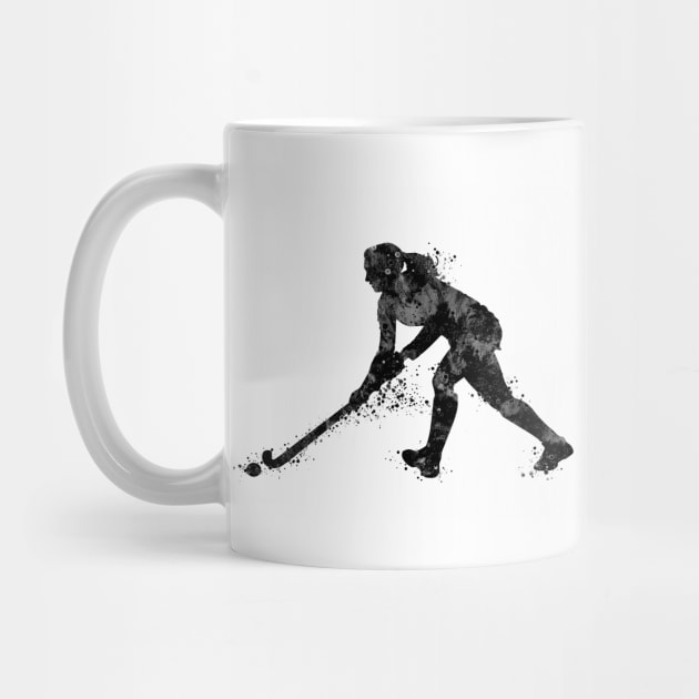 Girl Field Hockey Player Black and White Silhouette by LotusGifts